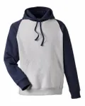 Team 365 Unisex Zone HydroSport Heavyweight Colorblock Hooded Sweatshirt Athletic Heather/ Sport Dark Navy