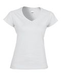 Gildan Ladies' SoftStyle Fitted V-Neck T-Shirt WHITE