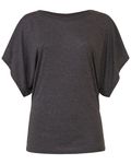 Bella + Canvas Ladies' Flowy Draped Sleeve Dolman T-Shirt Dark Gry Heather
