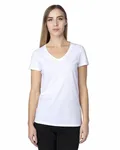 Threadfast Apparel Ladies' Ultimate CVC V-Neck T-Shirt WHITE