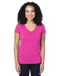 Threadfast Apparel Ladies' Ultimate CVC V-Neck T-Shirt Hot Pink