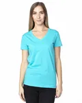 Threadfast Apparel Ladies' Ultimate CVC V-Neck T-Shirt Pacific Blue