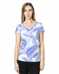 Threadfast Apparel Ladies' Ultimate CVC V-Neck T-Shirt Palm Paradise