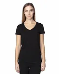Threadfast Apparel Ladies' Ultimate CVC V-Neck T-Shirt BLACK