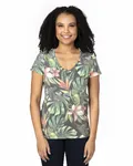 Threadfast Apparel Ladies' Ultimate CVC V-Neck T-Shirt Tropical Jungle