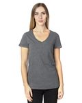 Threadfast Apparel Ladies' Ultimate CVC V-Neck T-Shirt Charcoal Heather