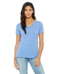 Bella + Canvas Ladies' Relaxed Triblend V-Neck T-Shirt Blue Triblend