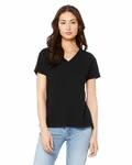 Bella + Canvas Ladies' Relaxed Triblend V-Neck T-Shirt Solid Blk Trblnd