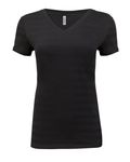 Threadfast Apparel Ladies' Invisible Stripe V-Neck T-Shirt Blck Invsbl Strp