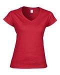 Gildan Ladies' SoftStyle Fitted V-Neck T-Shirt Cherry Red