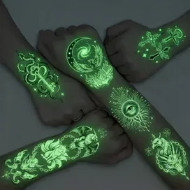 Glow Tattoos with Colorful Imprint - Custom T-Shirt Today