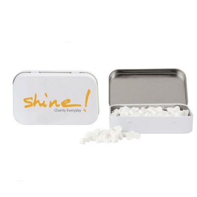 Rectangular Tin with Ribbon Shaped Mints