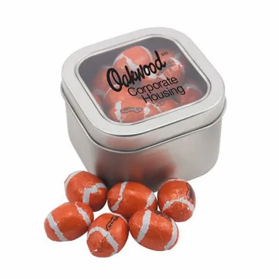 Window Tin with Chocolate Footballs - SBF2700 - Custom T-Shirt Today