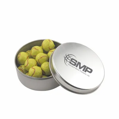 Round Tin with Chocolate Tennis Balls - SBF3000 - Custom T-Shirt Today