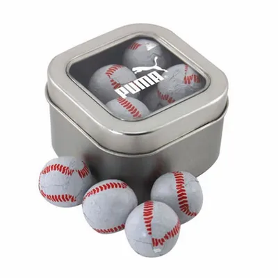 Window Tin with Chocolate Baseballs - SBF2500 - Custom T-Shirt Today
