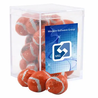 Acrylic Box with Chocolate Footballs - Small - Custom T-Shirt Today