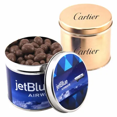 Round Tin with Choc Covered Peanuts - Custom T-Shirt Today