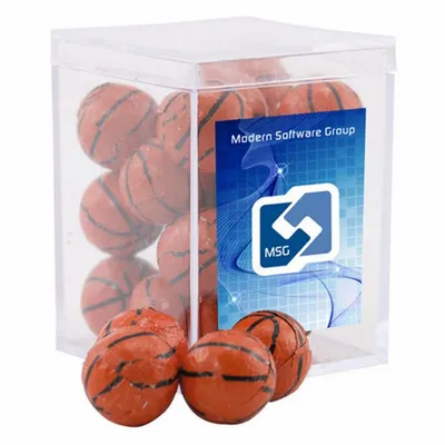 Acrylic Box with Chocolate Basketballs - Small - Custom T-Shirt Today