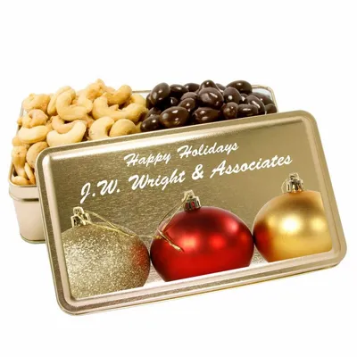 2-Share Tin - Salted Cashews/Dark Chocolate Almonds - Custom T-Shirt Today