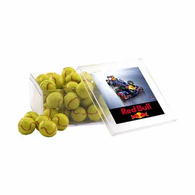 Acrylic Box with Chocolate Tennis Balls - Large - Custom T-Shirt Today