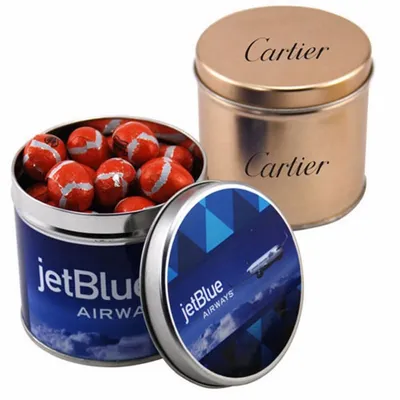 Round Tin with Chocolate Footballs - SBF4100 - Custom T-Shirt Today