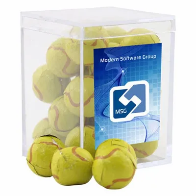 Acrylic Box with Chocolate Tennis Balls - Small - Custom T-Shirt Today