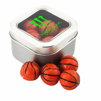 Window Tin with Chocolate Basketballs - SBF2500 - Custom T-Shirt Today