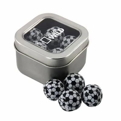 Window Tin with Chocolate Soccer Balls - SBF2500 - Custom T-Shirt Today