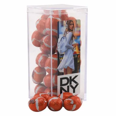 Acrylic Box with Chocolate Footballs - Medium - Custom T-Shirt Today