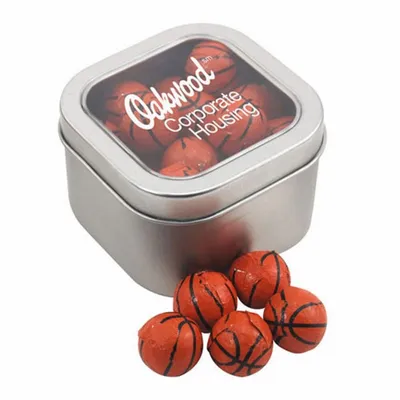 Window Tin with Chocolate Basketballs - SBF2700 - Custom T-Shirt Today