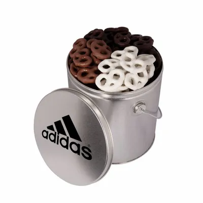 One Gallon Tin with Choc Mini Pretzels - Custom T-Shirt Today