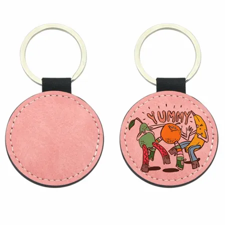 Full-Color Circle Leather Keychain - Custom T-Shirt Today