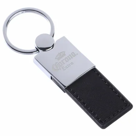 Polished Metal & Leather Keychain - Custom T-Shirt Today