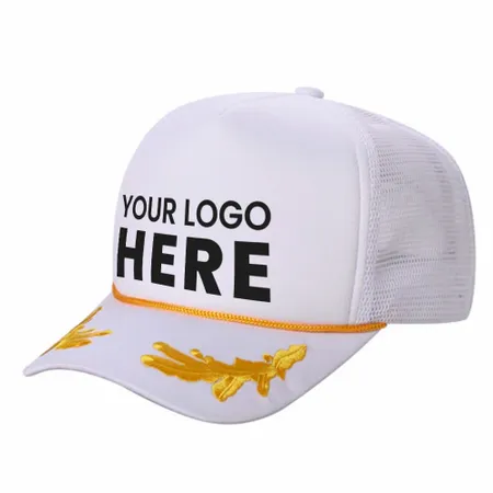 Unbranded Captain Military Foam Trucker Hat with Gold Leaf - Custom T-Shirt Today