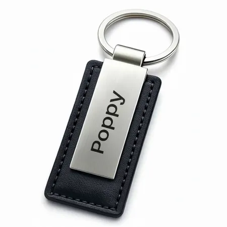 Rectangle Leather & Metal Keychain - Custom T-Shirt Today