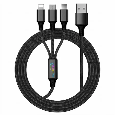 Nylon Braided 3-in-1 Charging Cables - Custom T-Shirt Today