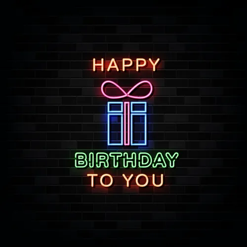 Happy Birthday To You with Gift Neon Sign - Custom T-Shirt Today