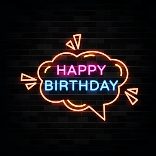 Happy Birthday in Bubble Thought Neon Sign - Custom T-Shirt Today