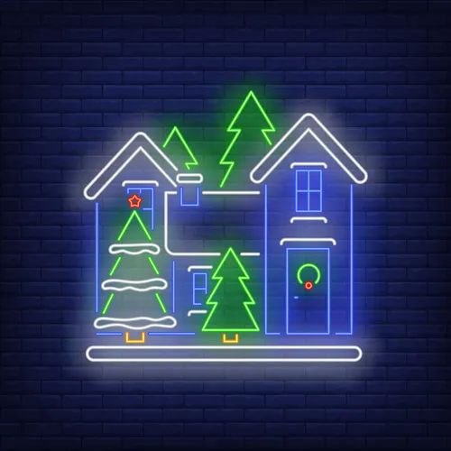 Christmas House Neon Sign - Custom T-Shirt Today