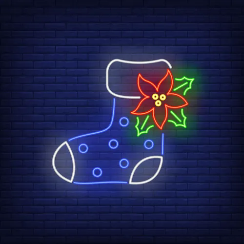 Boot Sock with Ponsettia Flower Neon Sign - Custom T-Shirt Today