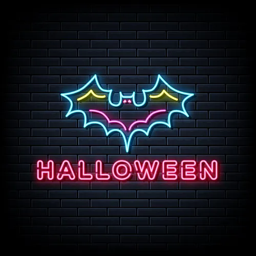 Halloween Neon Sign with Bat - Custom T-Shirt Today