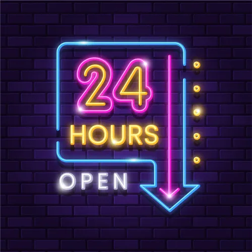 24 Hours Open Neon Sign - Custom T-Shirt Today