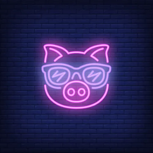 Cute Cartoon Pink Pig Sunglasses Neon Sign - Custom T-Shirt Today