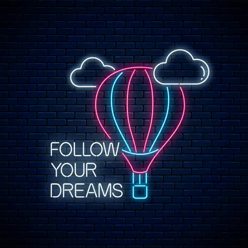 Follow Your Dreams With Hot Air Balloon Neon Sign - Custom T-Shirt Today