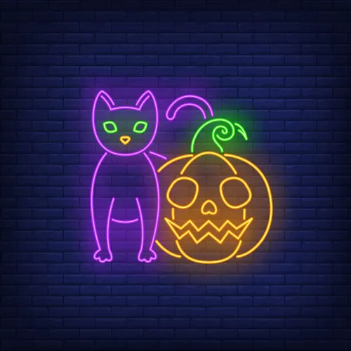 Scary Pumpkin Cat Neon Sign - Custom T-Shirt Today