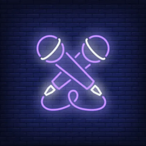 Crossed Microphone Neon Sign - Custom T-Shirt Today