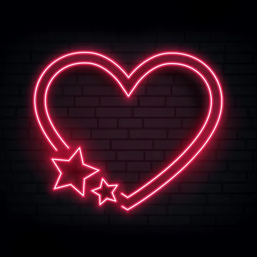 Red Love Heart Star Neon Sign - Custom T-Shirt Today