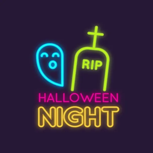 RIP Ghost Halloween Night Neon Sign - Custom T-Shirt Today