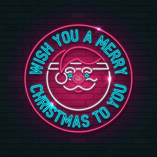 Circle Santa Christmas Neon Sign - Custom T-Shirt Today