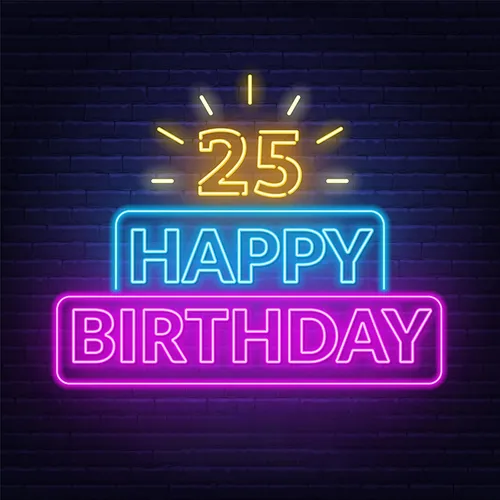 25th Happy Birthday Neon Sign - Custom T-Shirt Today
